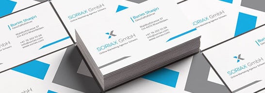 Soriax Offerte, Visitenkarten Hintergrund